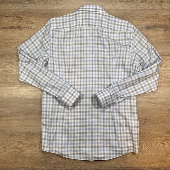 Hugo Boss Men's Dress Shirt Checkered Long Sleeve 16 1/2 34/35 Sharp Fit Blue - Picture 16 of 16